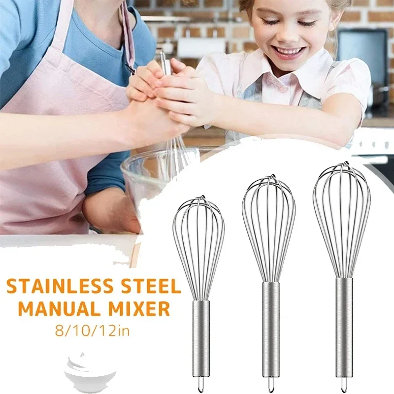 Advanced stainless steel manual egg beater with 6-wire mixer suitable for kitchen mixing and baking -8-10-12 inches Advanced stainless steel manual egg beater with 6-wire mixer suitable for kitchen mixing and baking -8-10-12 inches
