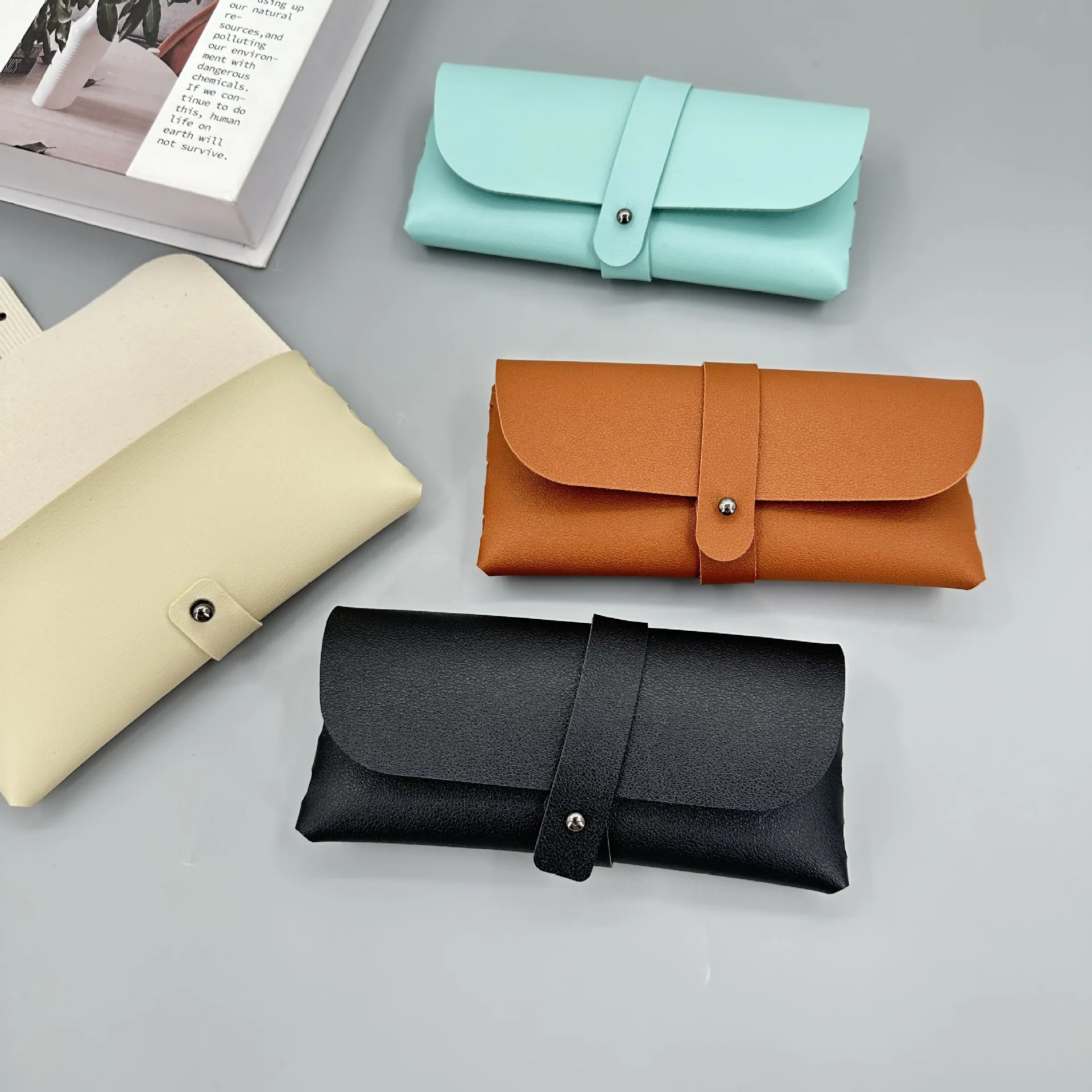 Glasses Case Solid Color Leather Soft Bag Fashionable Portable Sunglasses Sunglasses Set glasses case,glasses storage bag,sunglasses bag