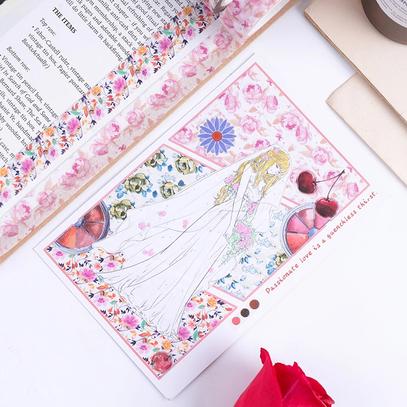 24Pcs Flowers Washi Tape Set Sakura Masking Tape Journal Supplies Decorative Adhesive Scrapbooking Stationery Washitape