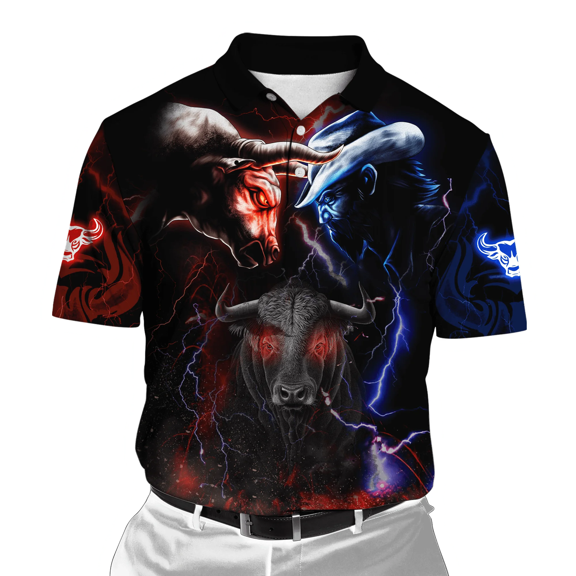 Personalisierter Name Bull Riding 3D All Over Bedrucktes Herren-Poloshirt Sommer Kurzarm-T-Shirt Street Casual POLO-Shirt Tops WK18 – Detail 9