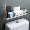 ECOCO Bathroom Storage Rack Shower Shelf Punch Drill Free Adhesive Cosmetic Organizer On Wall Towel Hanger Kitchen Organizer 3