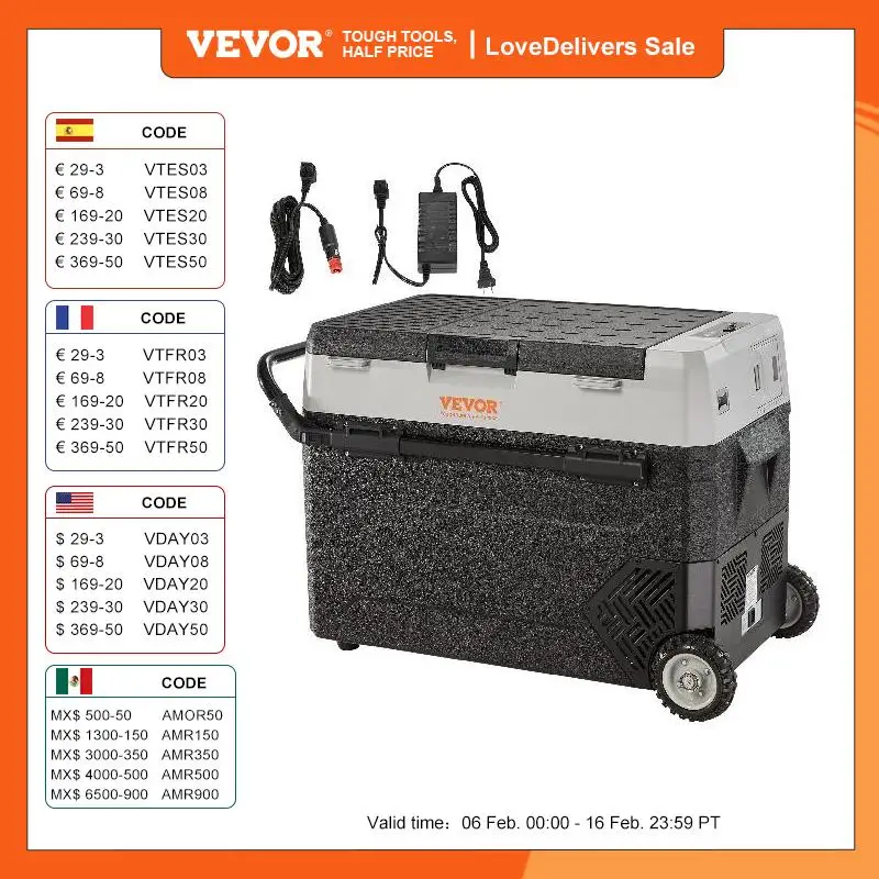 Vevor 20L Frigorifero Portatile Per Auto Compressore Frigorifero Congelatore Cooler Ice Box Keep Cool Per La Pesca In Campeggio