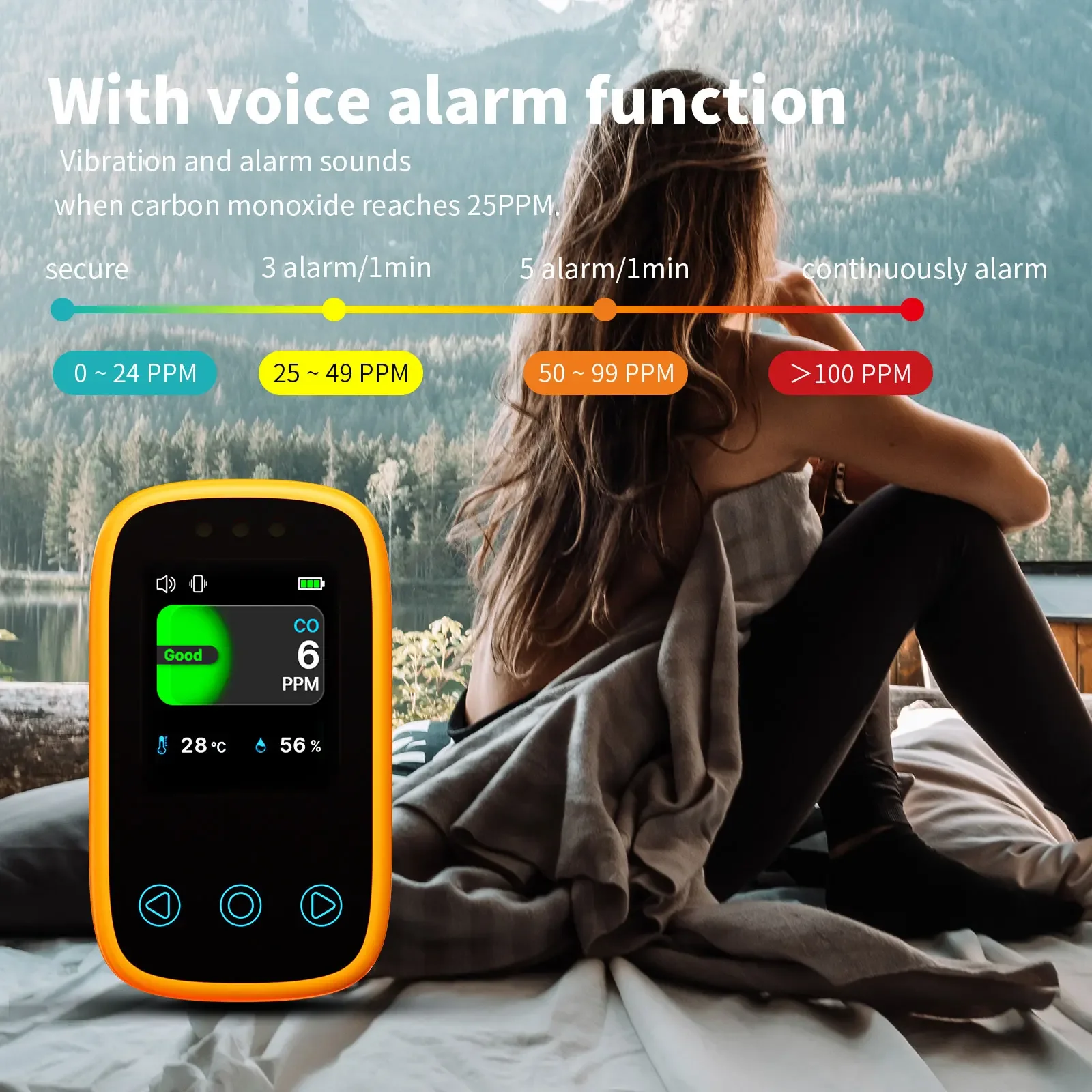 Portable Touch Screen Control CO Detector High-precision Electrochemical Sensors Auto Light Sensitivity Carbon Monoxide Monitor Carbon Monoxide Alarm Carbon Monoxide Detector