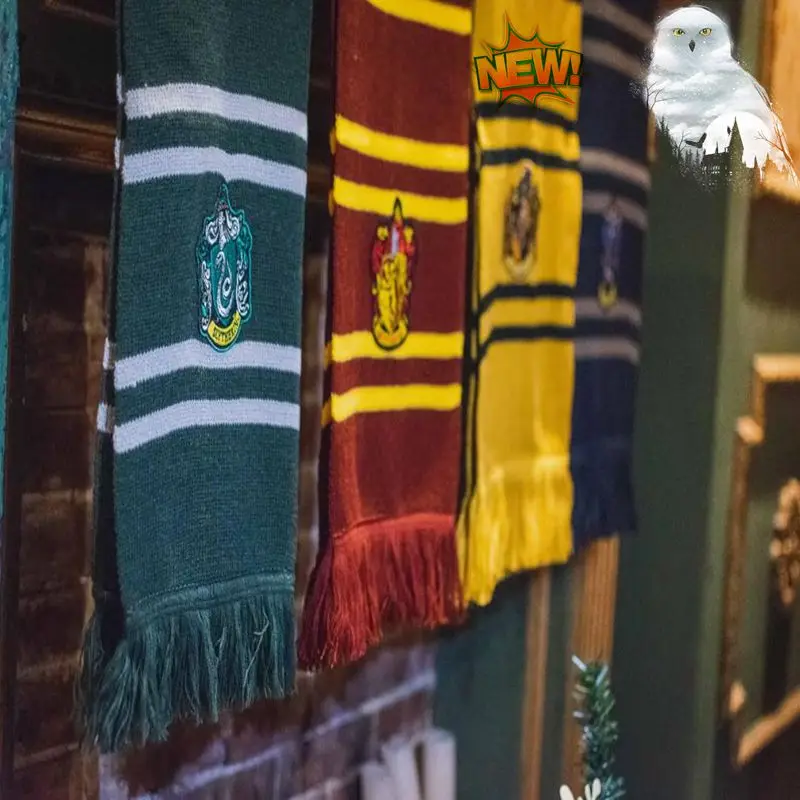 Harryy Potter Scarf Slytherin Hogwarts College Badge Ravenclaw Hermione Gryffindor Tassel Scarf Accessories Gifts Warm Thick