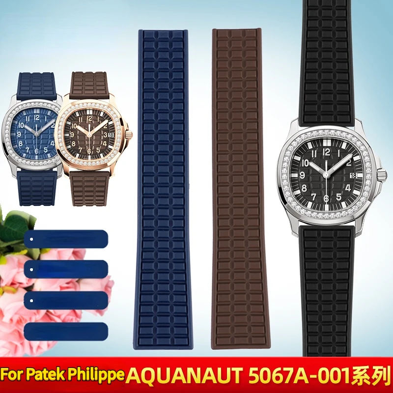 Per Patek Philip Watch Band Aquanaut 5067A-001 Cinturino Da Uomo In Silicone Morbido Cinturino Impermeabile Con Fibbia Pieghevole