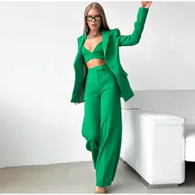  Autumn Blazer Vest Pants 3 Pieces Set Women Solid Button Tops High Waist Pants Female Suit 2022  Fashion Office Lady Outfits 