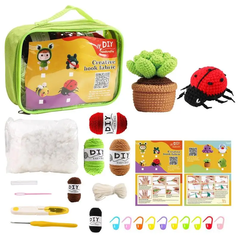 

Woobles Crochet Kit For Beginners DIY Succulents And Ladybug Woobles Crochet Kit For Beginners Beginner Crochet Kit With Easy