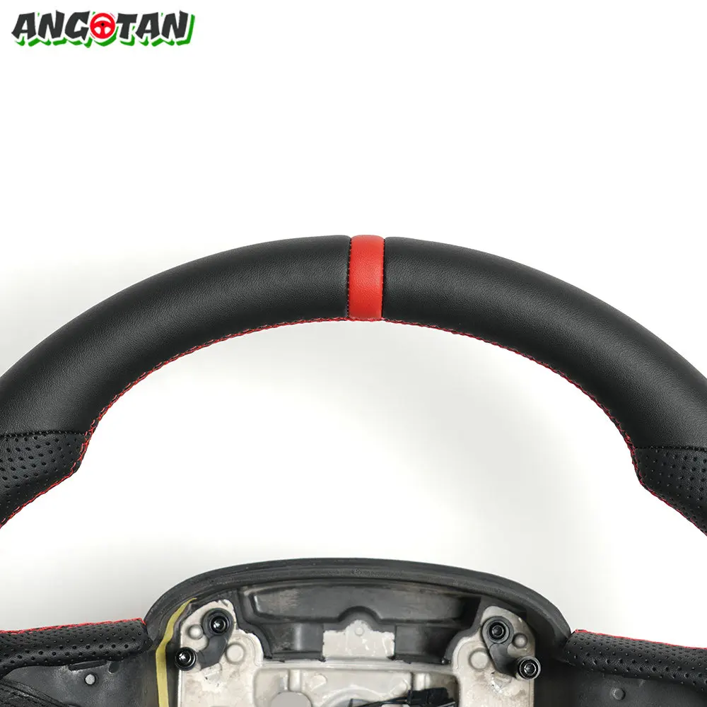 Dodge Challenger/Charger SRT HELLCAT 2015-2020 자동차 가열 스티어링 휠용 가죽 스티어링 휠 천공 가죽
