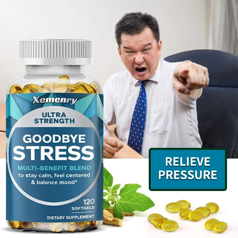 

Ultra-Strength Goodbye Stress Softgels with GABA, Ashwagandha, L-Theanine and Lemon Balm for A Stress-relieving Supplement