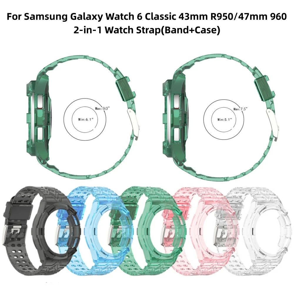 Per Samsung Galaxy Watch 6 Classic 43Mm R950/47Mm 960 2-In-1 Cinturino Per Orologio (Cinturino + Custodia) Parti Di Ricambio Per Orologio Cinturino Gh