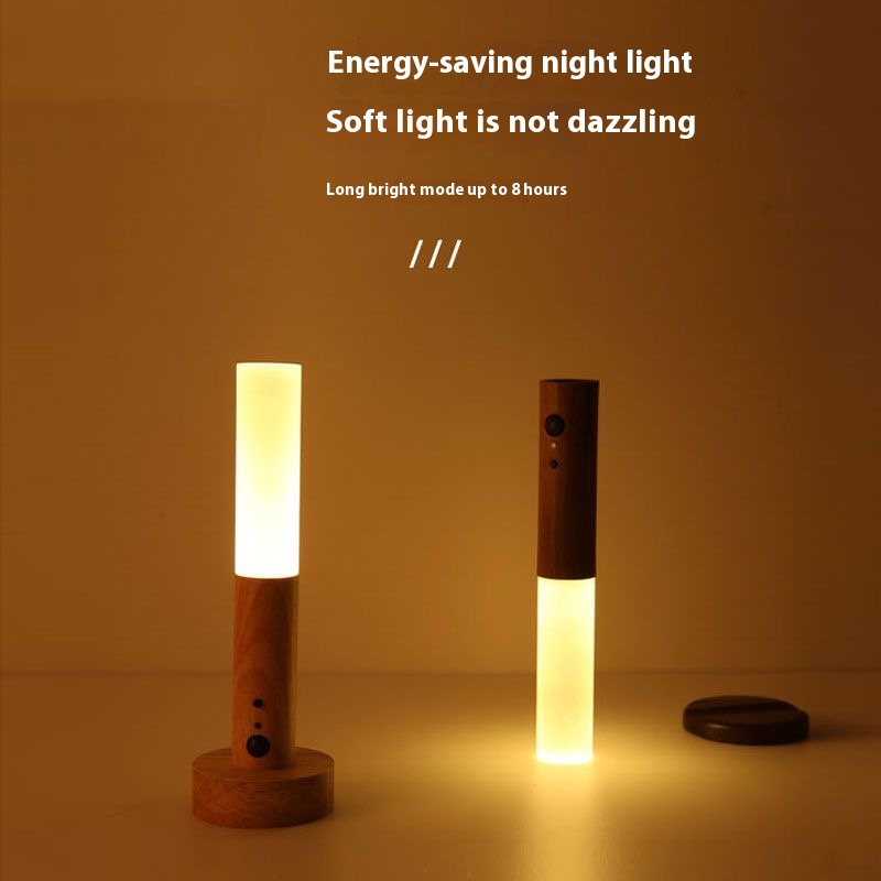 ABS Plastic LED Rechargeable USB Night Light Grain Sensor Kitchen Cabinet Closet Light Handheld Magnetic Design Bedside Lighting