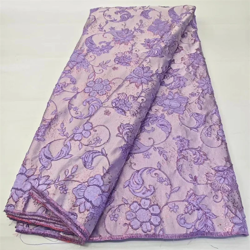 

New Arrival African Brocade Lace Fabric Jacquard Organza Fabric High Quality Damask Jacquard for Wedding Evening Dresses 5 Yards