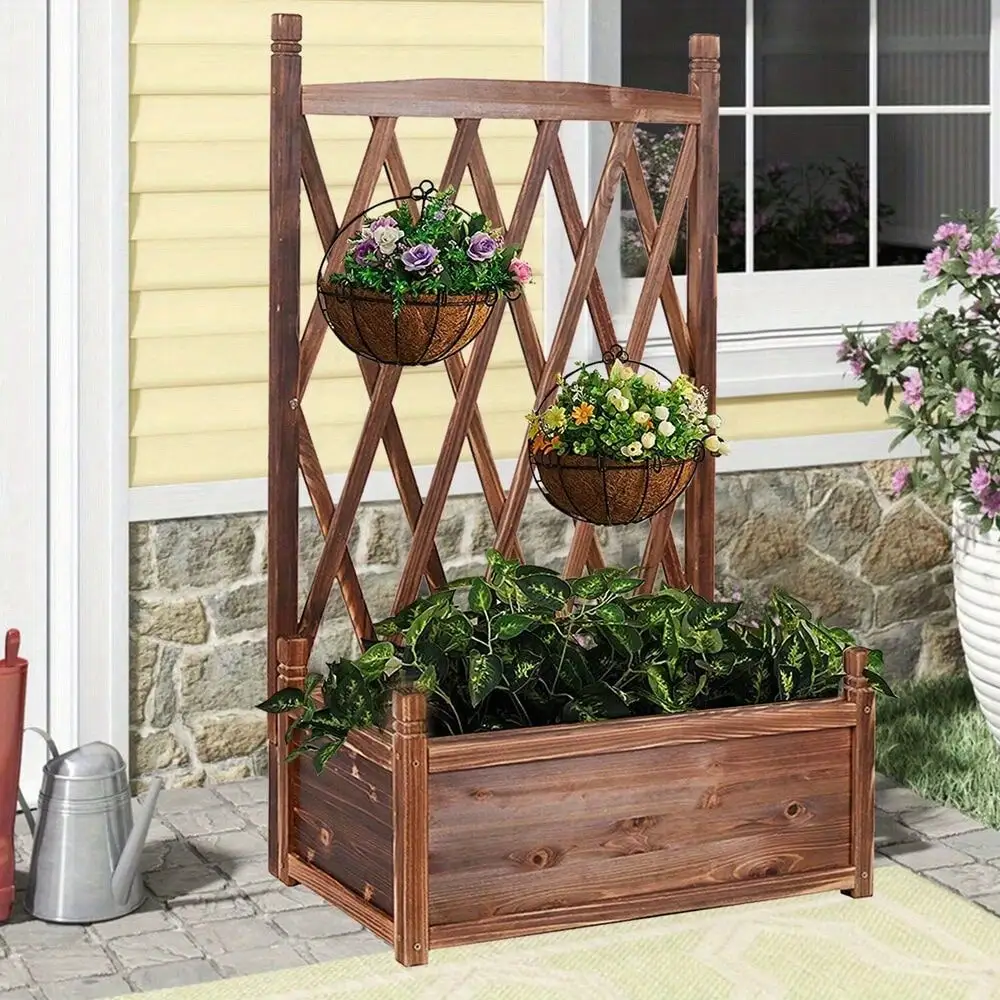 Planter Box Stand Lattice Garden Grow Climbing Flower Hanging Pot Outdoor 5