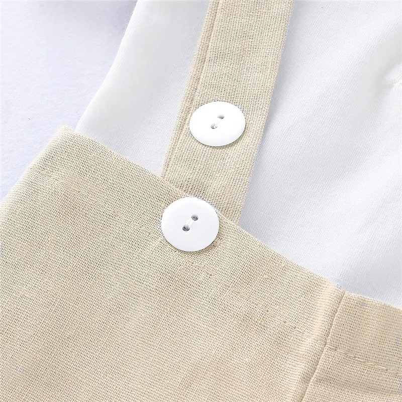 Infant/Toddler Boy's Solid Color Bowtie Onesie with Suspender Shorts 2