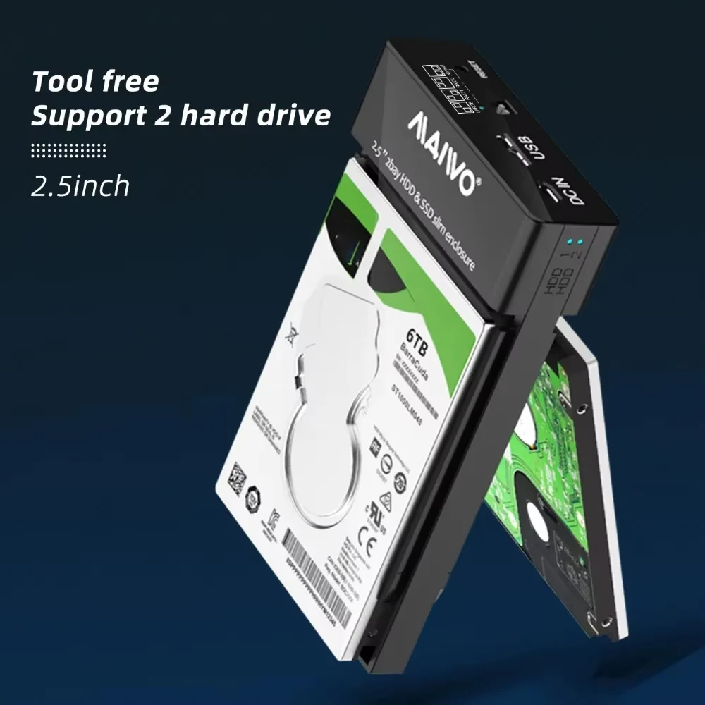 Dual-Bay 2.5-Inch External RAID Hard Drive Enclosure with USB 3.0 Connectivity