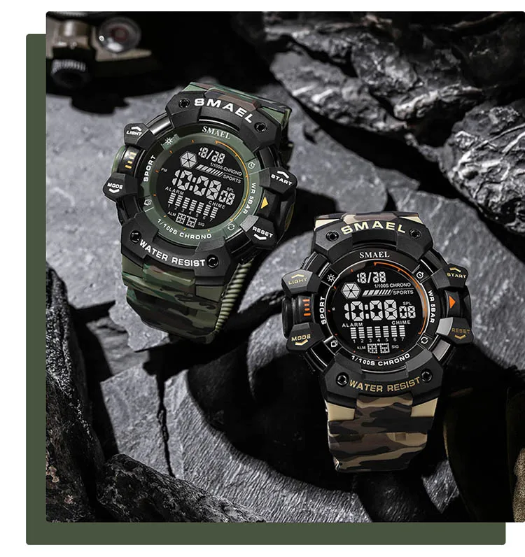 SMAEL Digital Wristwatch with Unique Camouflage Design