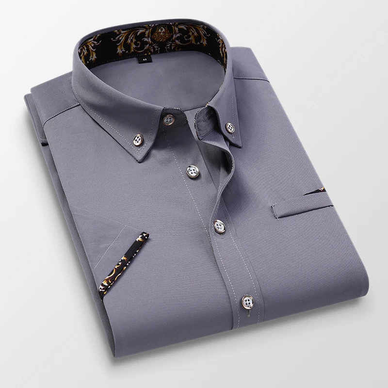 Men's clothing Arrival Men Shirt Fashion Causal Short Sleeved Male Dress Social Business Brand Shirt Soft Weeding White Shirts