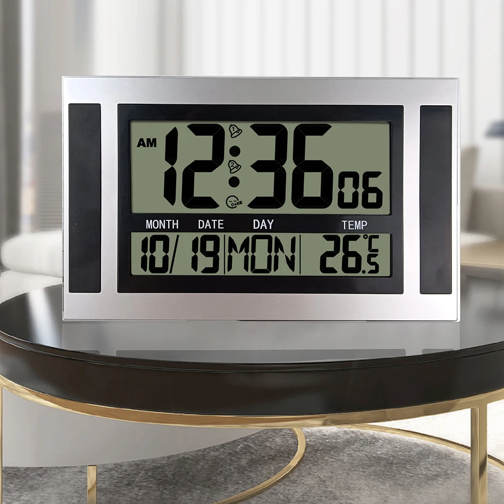Alarm Clock 12/24 Hour Battery Operated Self-Setting Wall Desk Mount Calendar Digital Clock Bedroom Bedside digital wall clock wall clock