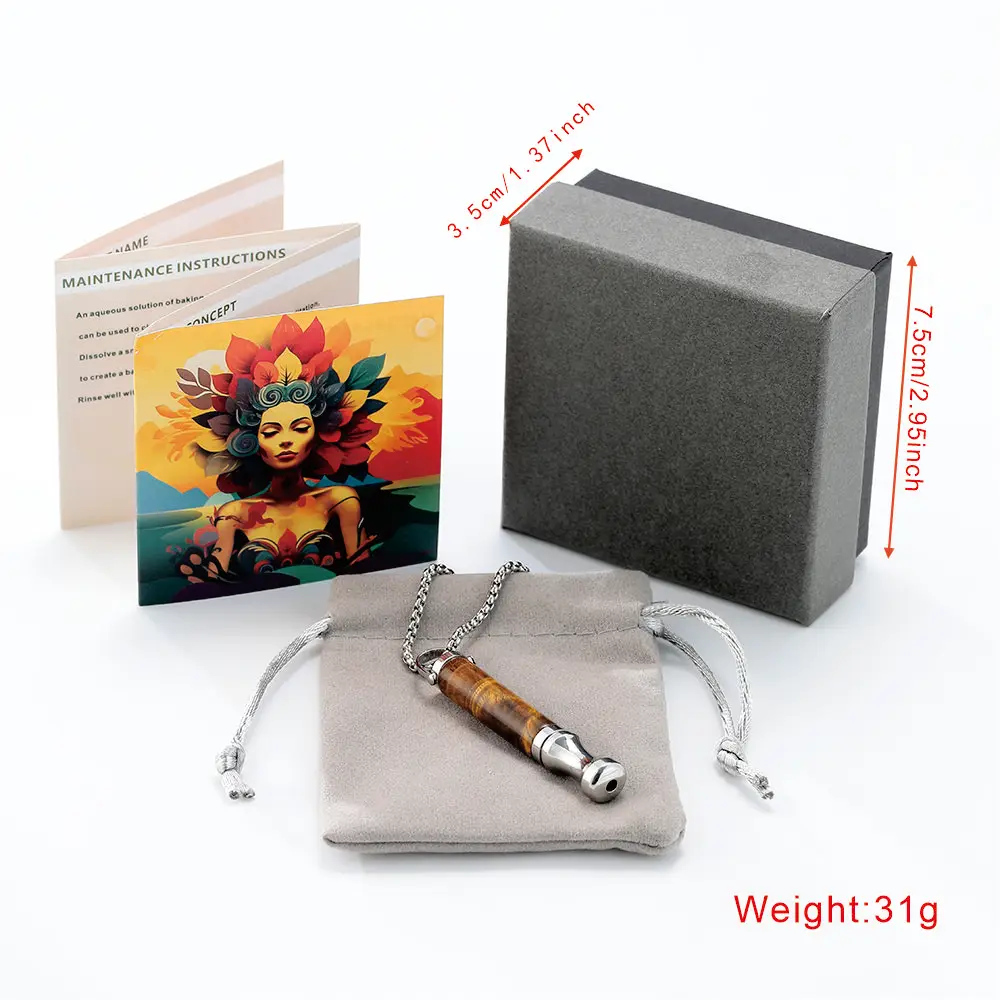 A fashionable anti-smoking assistance necklace, a pendant accessory with natural energy stones for regulating breathing. 6
