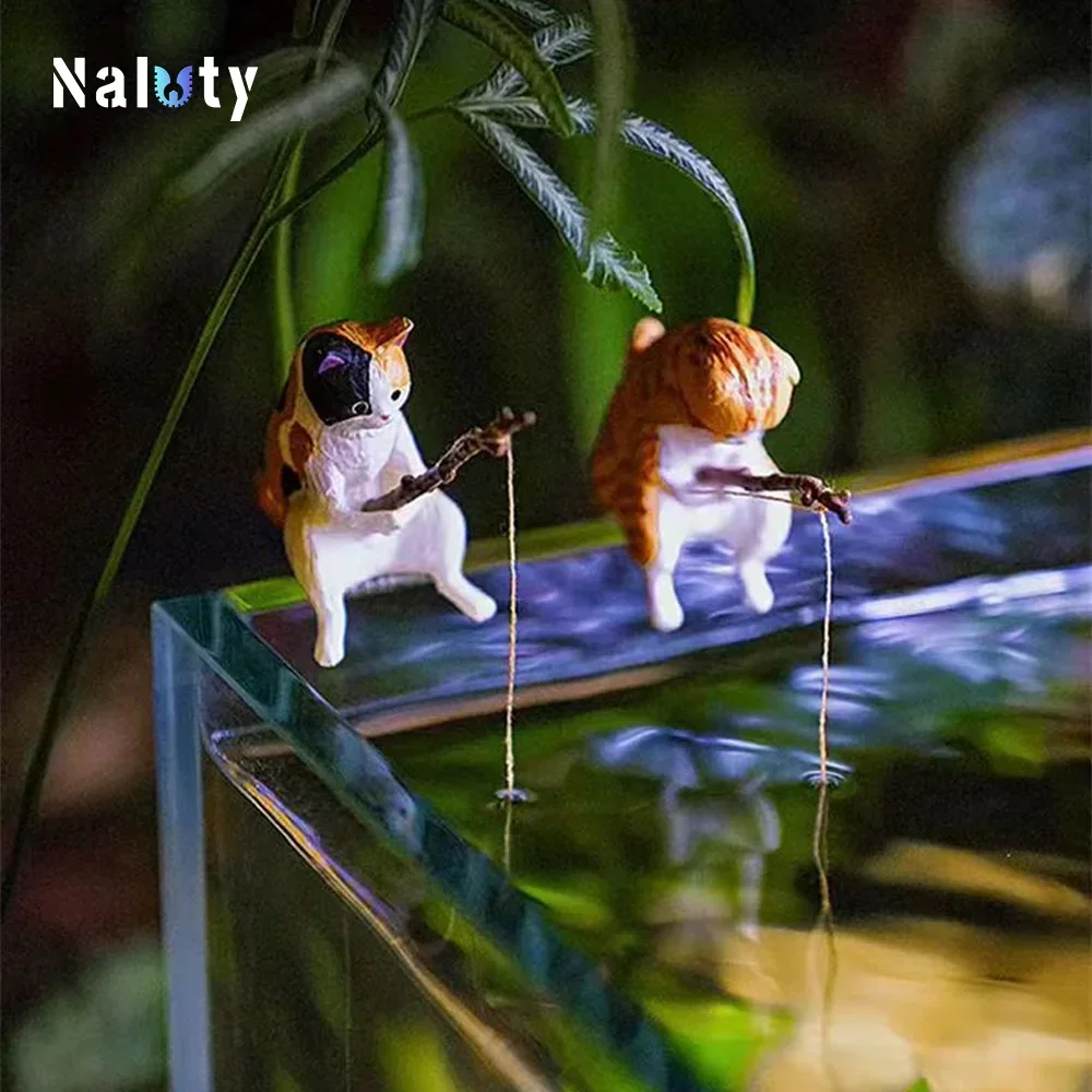 Aquarium Decoration 8 Style Small Fishing Cat Aquarium Accessories Landscaping Ornament Fish Tank Accessories Diy