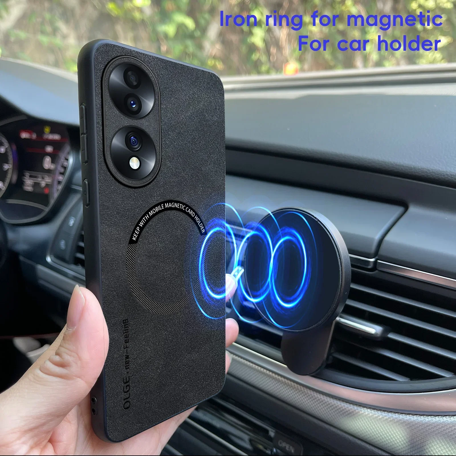 حالة الهاتف الجلدية الرجعية المغناطيسية ، غطاء الش...