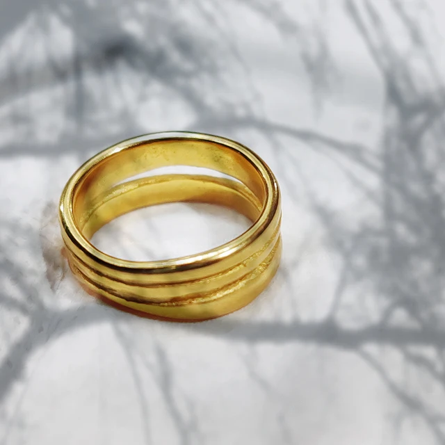 Anillo multicapa geométrico para mujer, joyería elegante de boda, previene la alergia, Color dorado y plateado - Image 3