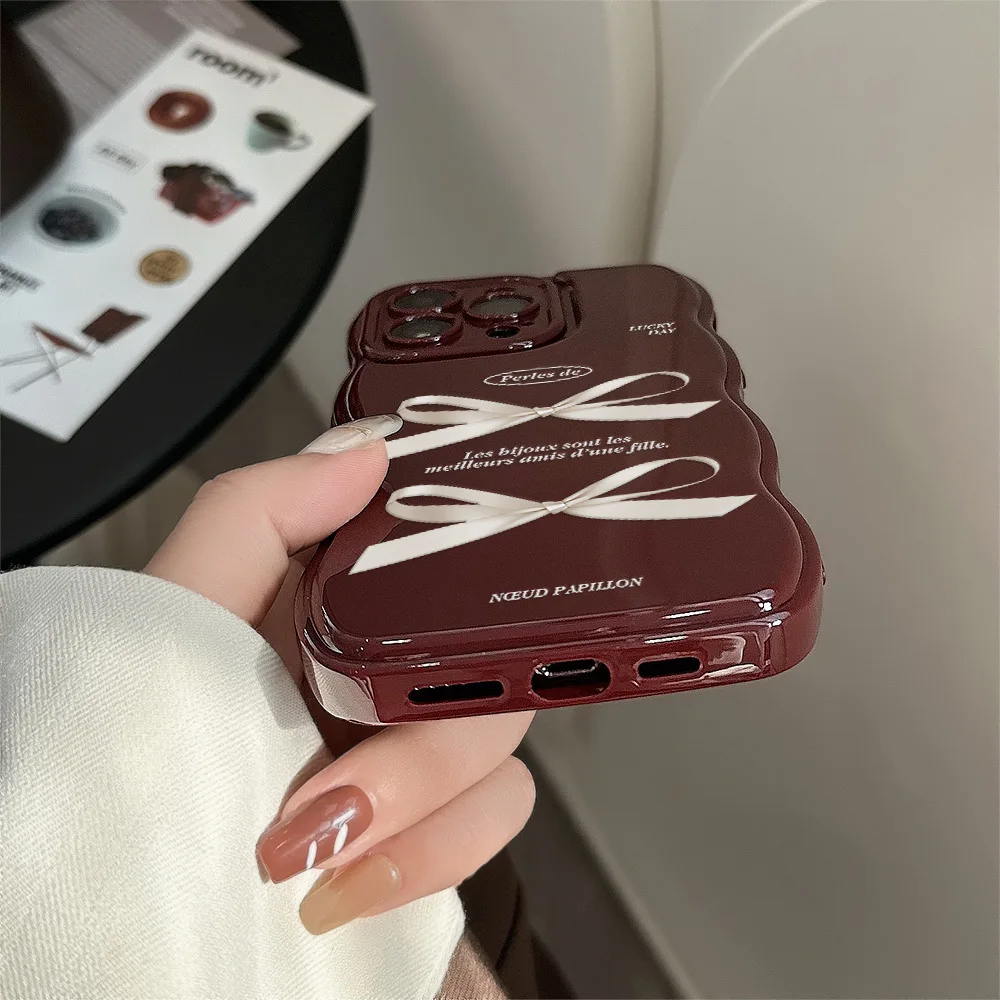Vintage Wine Red Silk Ribbon Bow Art Phone Case - Cute & Shockproof Cover