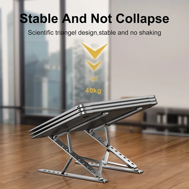 Aluminio 9 niveles de doble altura ajustable vertical plegable capa elevada portátil soporte para iPad MAC libro