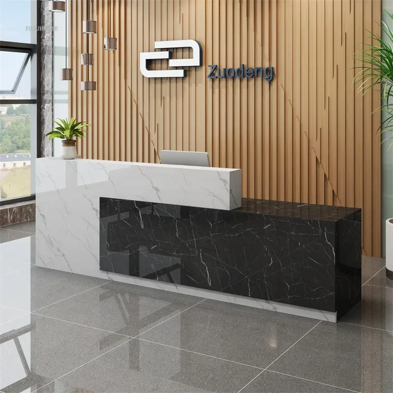 Modern Front Desks Office Wood Furniture Tables Cashier Reception Desk Practical Beauty Salon Information Counter Office Table