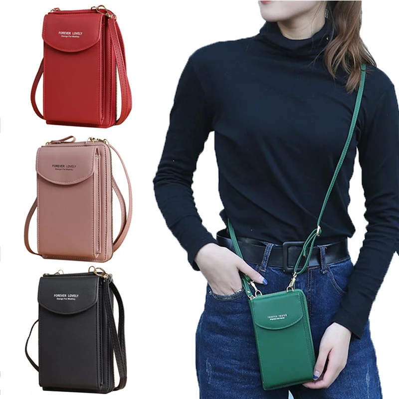 

Fashion Cellphone Shoulder Bag Women PU Leather Crossbody Bag 2023 New Handbag Card Holder Messenger Bag Flap Wallet