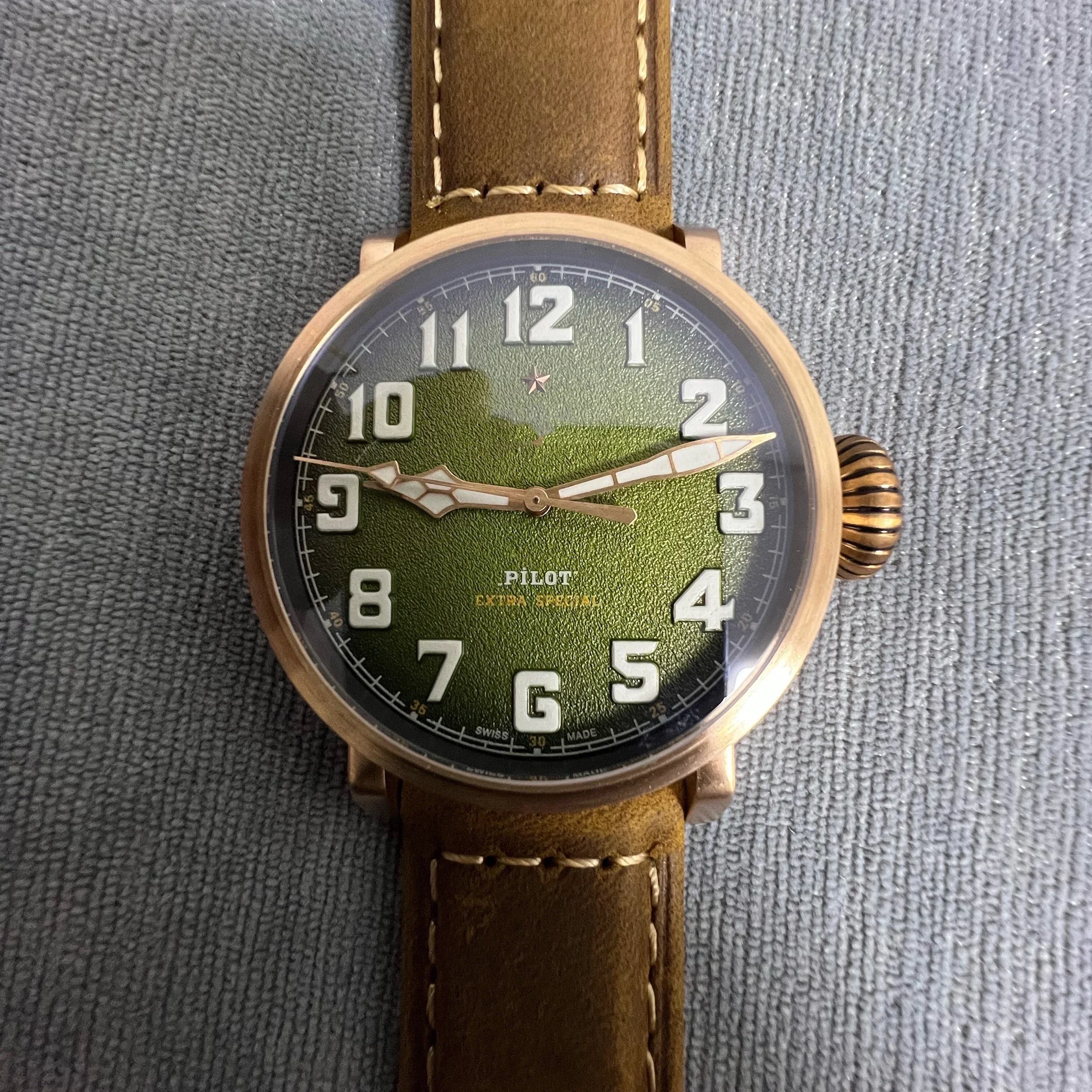 2024 New 45mm bronze fully automatic mechanical watch, waterproof watch, luminous pilot watch, retro fashionable men's watch 2