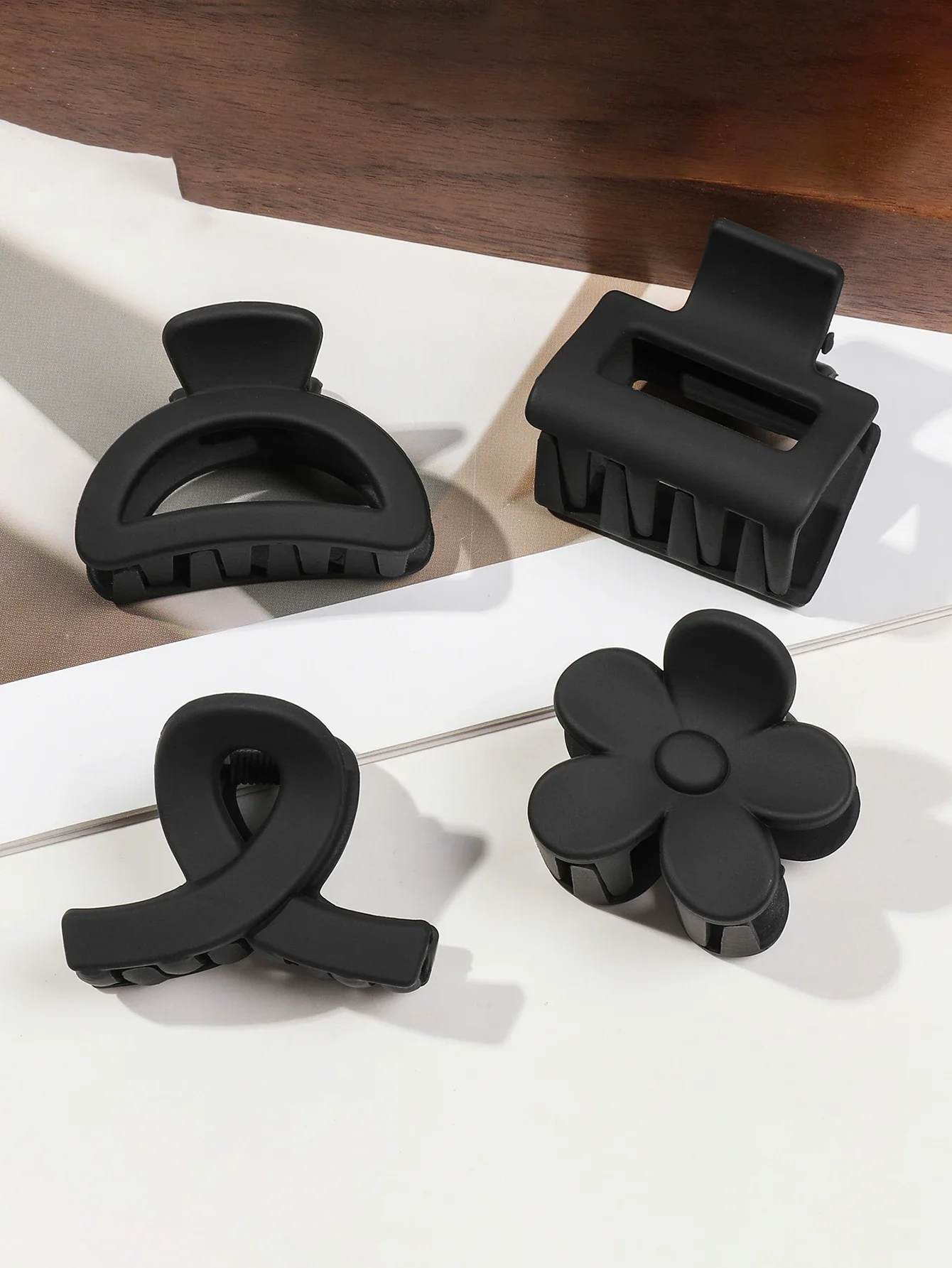 Womens Hair Claw Clips Small Flower Matte Plastic Jaw Clip Semicircle Thin Hair