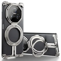 Frameless Magnetic Shockproof Phone Case with 360° Rotatable Stand and Magsafe Compatibility for Honor Magic Vs3 (Titanium)