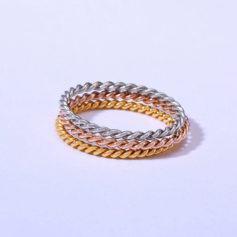 New Stainless Steel Twist Stacker Ring for Women High Quality Cubic Zirconia Stone Finger Ring Bijoux Femme Jewelry Girls Gift 5