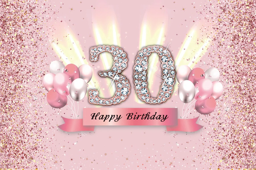 Banner Per 30° Compleanno Donna - Poster In Tessuto 90x180 Cm, Nero E Rosa, Con Occhielli - Decorazione Porta/Parete - 2