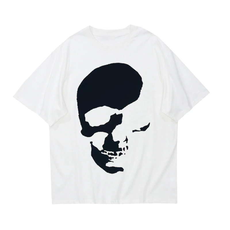

Punk Vintage Popular Man Y2k Streetwear 90s Loose skull Printing Tops Women Creative Clothes Tee Aesthetic emo Couple T-shirt