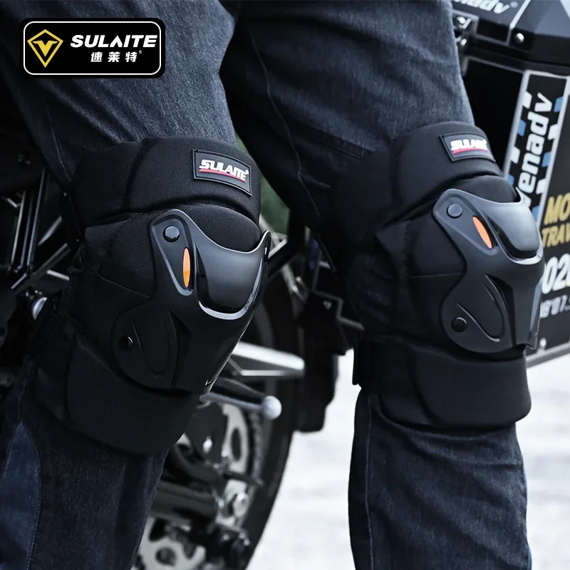 1 Pair Motorcycle Knee Shin Guard Pads Adjustable Knee Cap Pads Protector Armor for Motocross Racing Mountain Biking