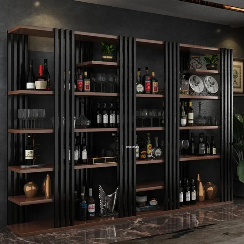 Retro Display Cabinet Industrial Wind Bar Furniture European Iron Bar Wine Cabinets Home Wine Rack Living Room Storage Display
