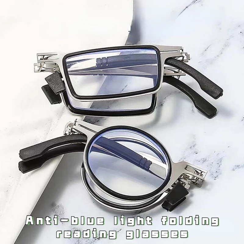 

2024 Clear Lens Foldable Reading Glasses Round Square Round Frame Presbyopia Eyeglasses Portable Ultralight Eyewear with Cases