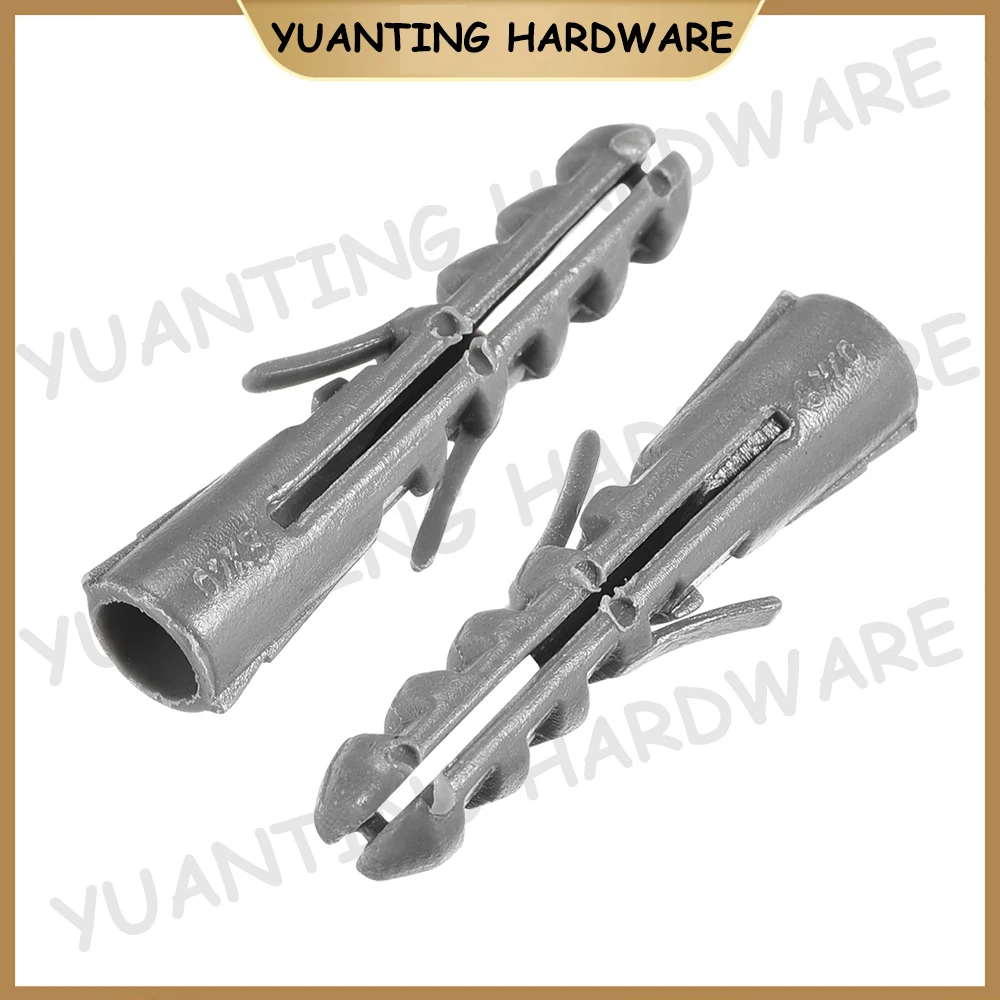 10Pcs-100Pcs M4 M6 M8 M10 M12 M14 Grey Wall Plastic Tubes Bolts Expansion Pipe for Tapping Screw Column Concrete Wall Anchors