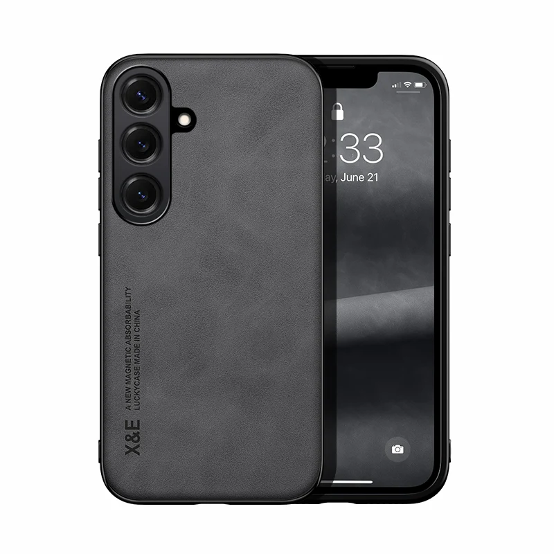 Suede Sheepskin Leather Magnetic Phone Case Cover