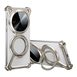Eary Magnetic Phone Case with 360° Rotatable Stand - Minimalist Metal Frameless Shockproof Design - Aluminum (Titanium)