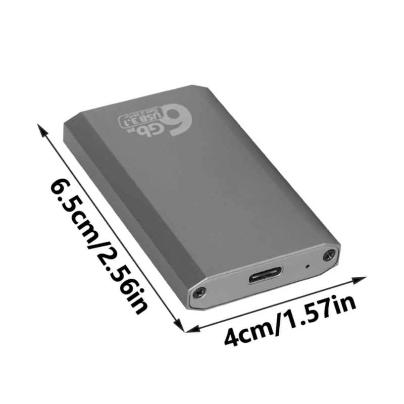 mSATA 엔클로저 휴대용 알루미늄 케이스 6Gbps 데이터 전송 케이스(타입 C 포함)