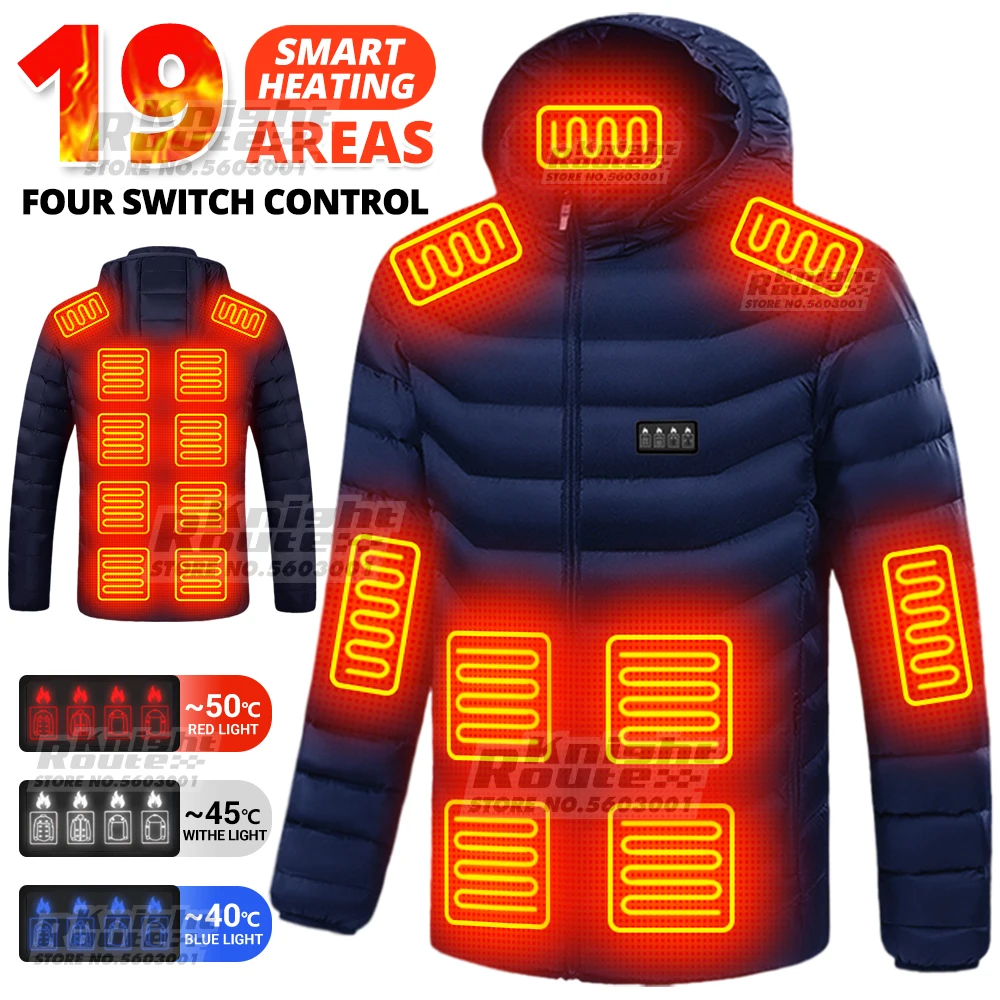 

19 Areas Heated Jacket Men Motorcycle Jacket Winter Warm USB Heating Jackets Thermal Clothes Hunting Vest Heating Jacket Hiking