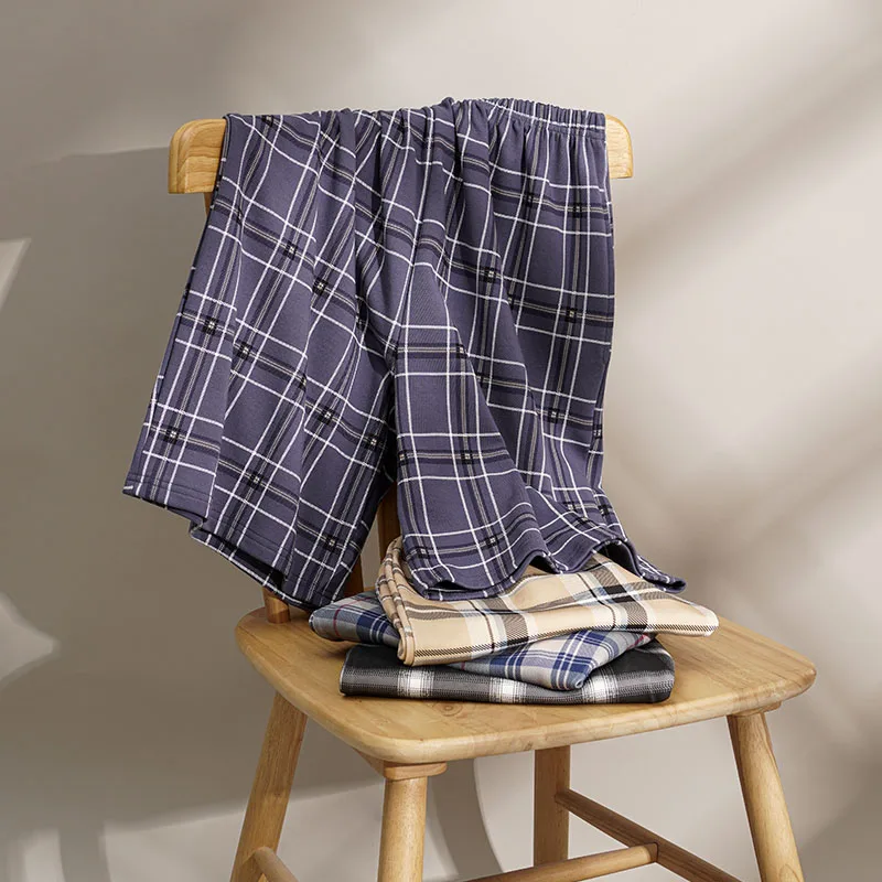 silk pj set [ 2$ Coupon Free ] Boy Male Casual Plaid Pants Shorts L-5XL Pajamas Slant Pocket Sleepwear Pyjamas Elastic Waist Man's Nightwear jockey pajama pants