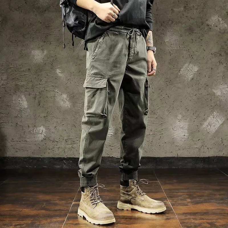 

COZOK Cargo Pants for Men Retro Multi-pocket Leggings Labor Protection Loose Large Size Trendy Brand Casual Wear-resistant Pants