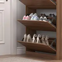 Shoe Cabinet with 3 Flip Drawers, Slim Narrow Shoe Storage Cabinet, Freestanding Shoe Organizer with Adjustable 6