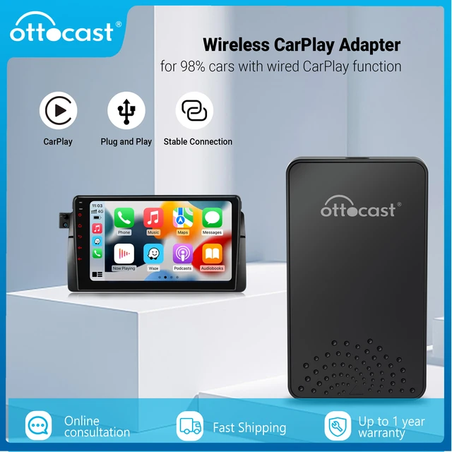 OTTOCAST Wireless CarPlay Wired To Wireless Adapter Dongle Multimedia  Player Auto Part for Audi Ford Honda VW MG Chery Chevrolet - AliExpress