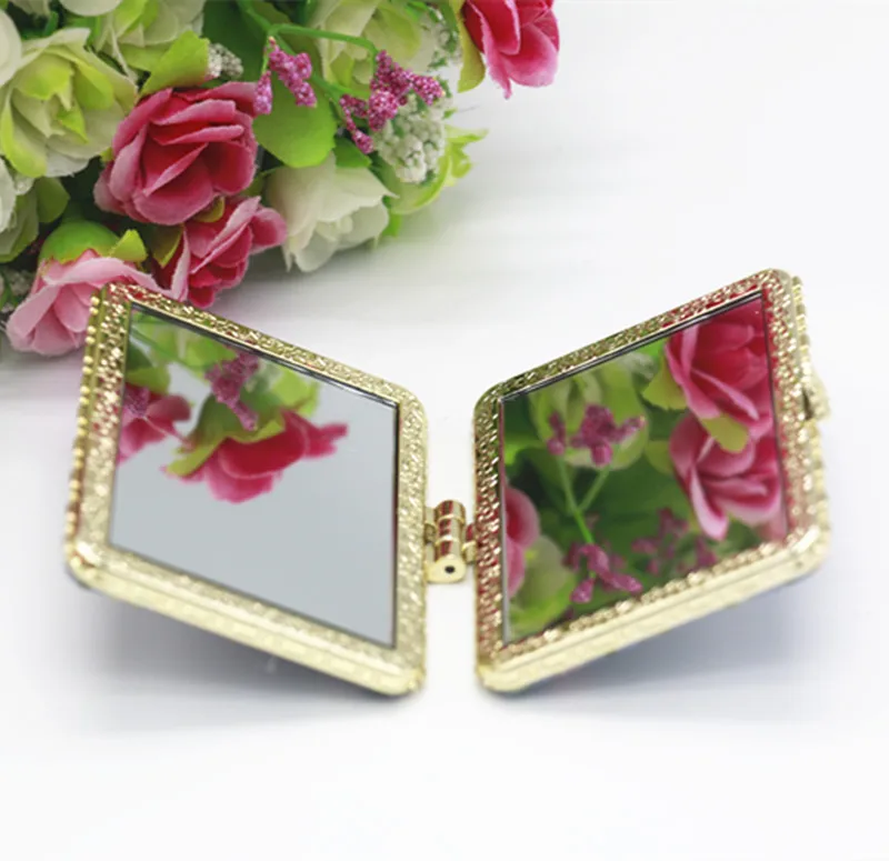 Portable Double-Sided Folding Cosmetic Accessories Female Gifts Mini Retro Makeup Floral Pocket Mirror