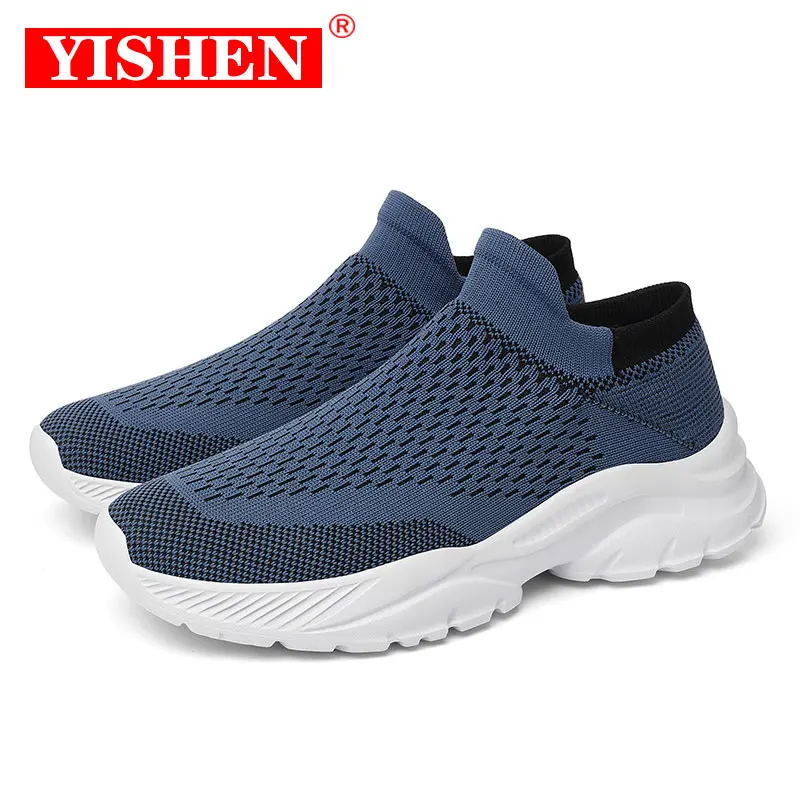 

YISHEN Sneakers Men Casual Shoes Lightweight Walking Socks Shoes Breathable Slip On Wear-resistant Men Loafers Zapatillas Hombre